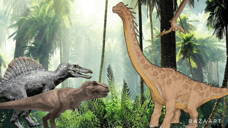 Double Dino Duel: Team Argentinosaurus & Pterodactyl vs. Team T-Rex &&nbsp;Spinosaurus